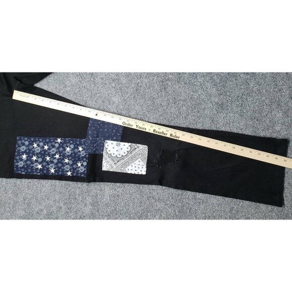 Rue21 Jeans Mens 32X34 Black Denim Supreme Flex Straight Distressed Patches New - Picture 7 of 12